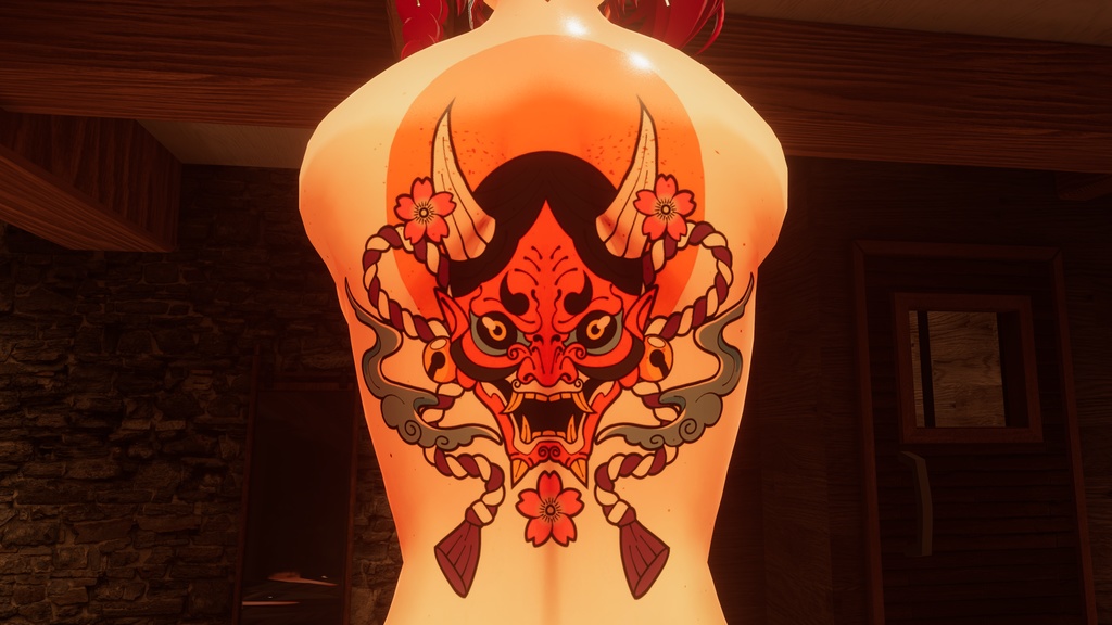 Hannya mask back tattoo for 10 avatars