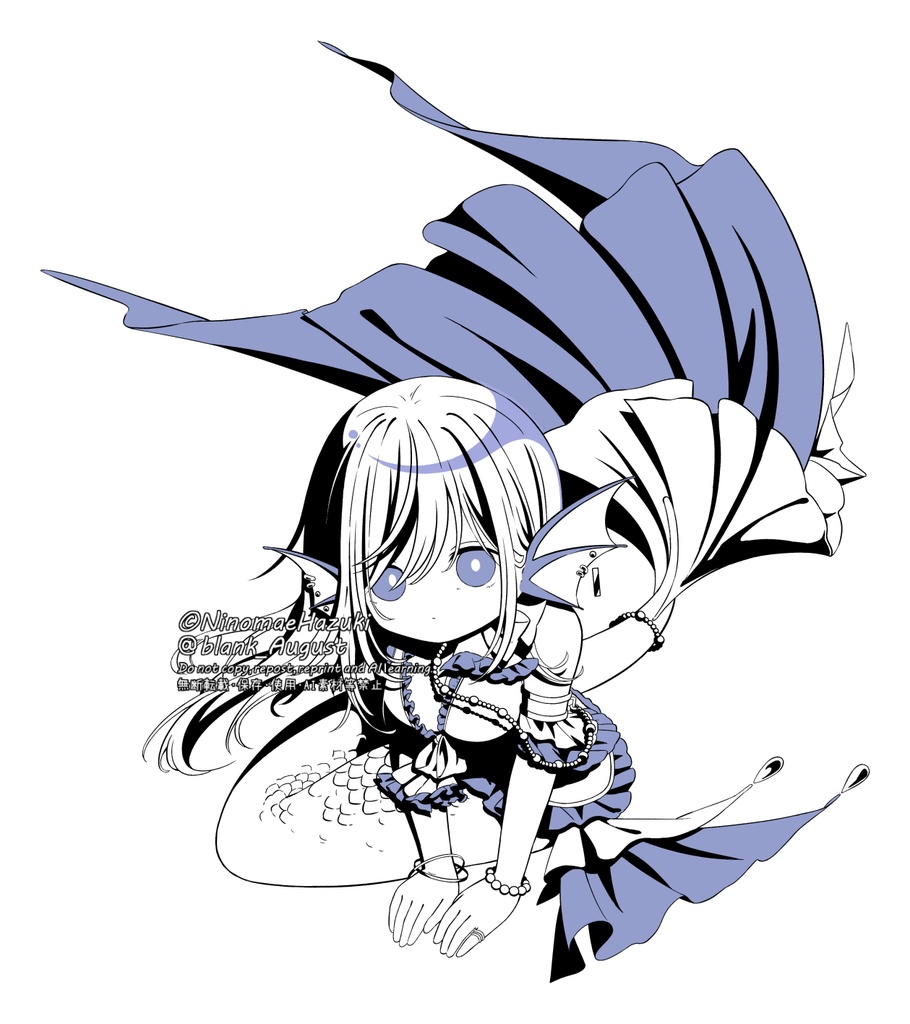 【有料版】塗り絵『人魚の女の子』