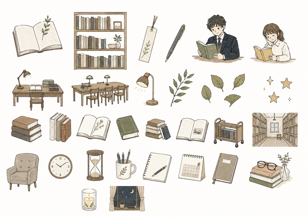 図書だより用イラスト②（シンプル、オシャレ）