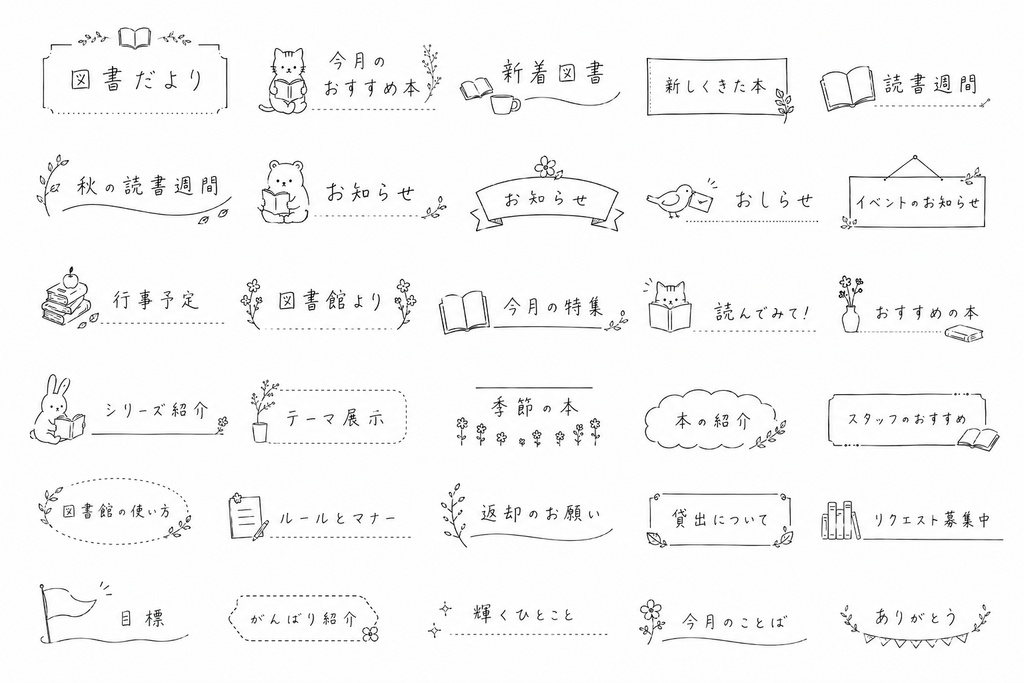 図書だより、学校だより　見出しセット