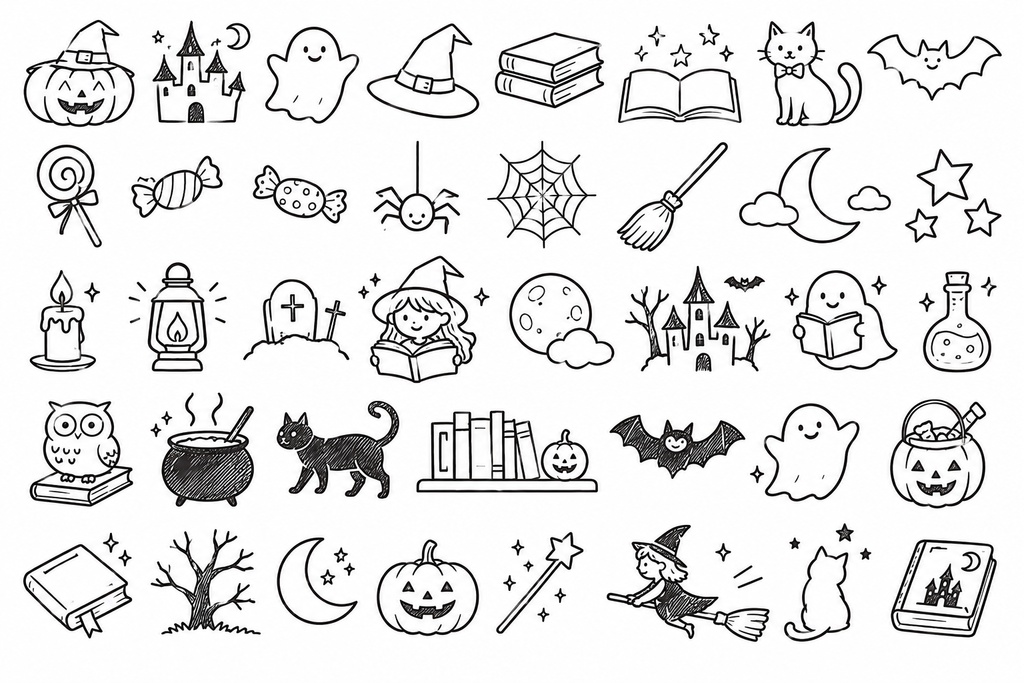 図書だより　学校だより　イラスト40個セット（ハロウィン）
