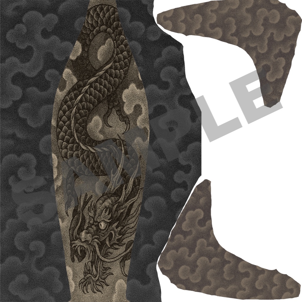 【無料】【ルルネ用】尻尾用和彫り風テクスチャ【VRChat】