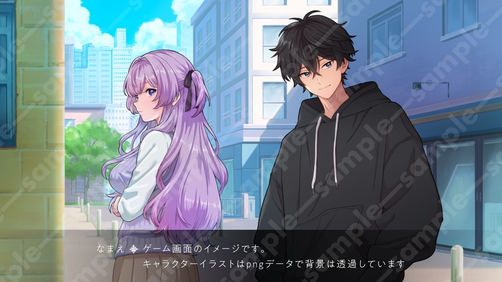 【立ち絵素材】紫髪ツーサイドアップのツンデレ系女性イラスト/私服・水着・制服の3種類/全身差分12種