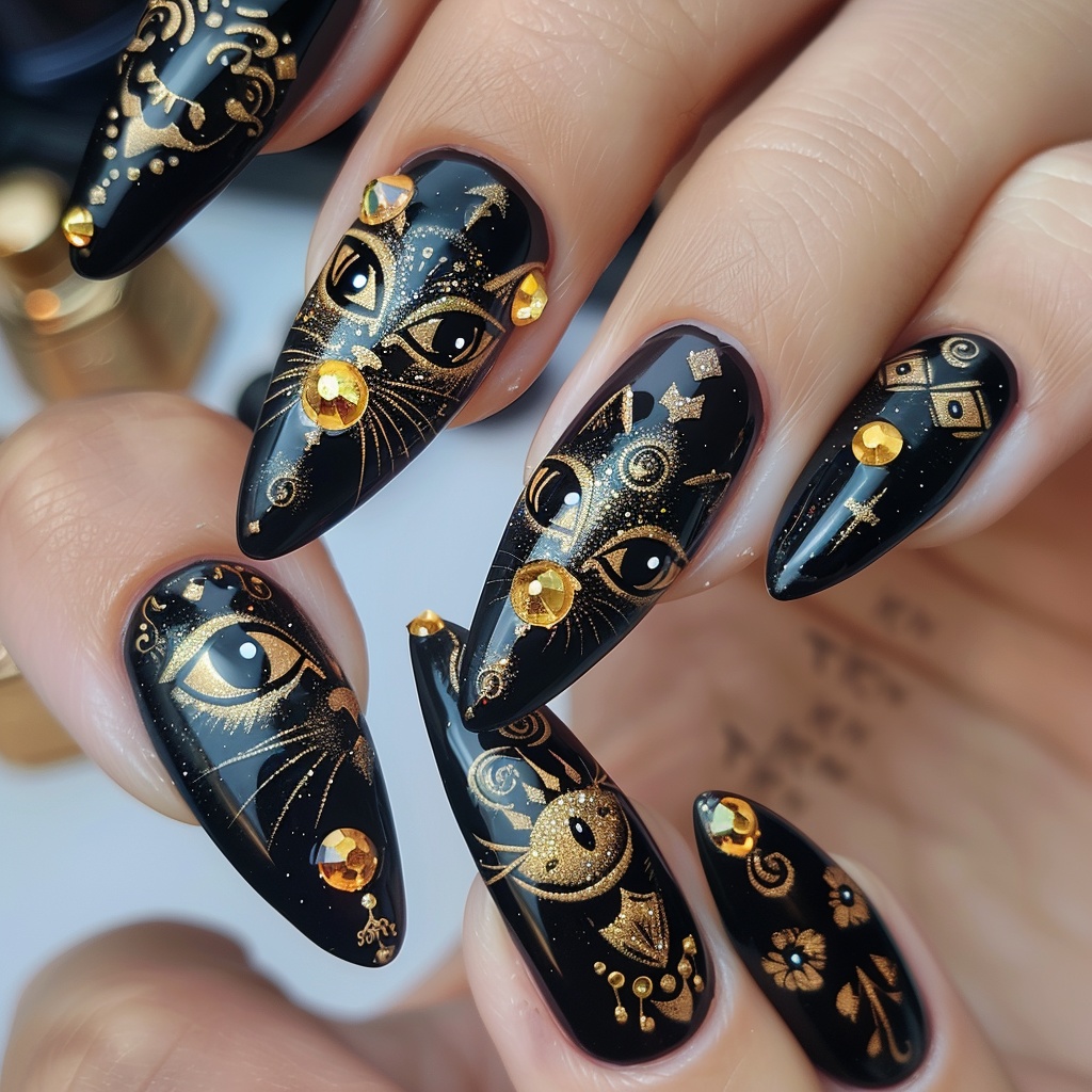 🖤黒猫の魔法ネイル参考デザイン10点セット✨vol.1🐾