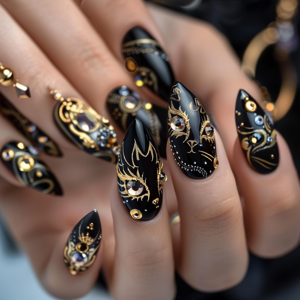 🖤黒猫の魔法ネイル参考デザイン10点セット✨vol.1🐾