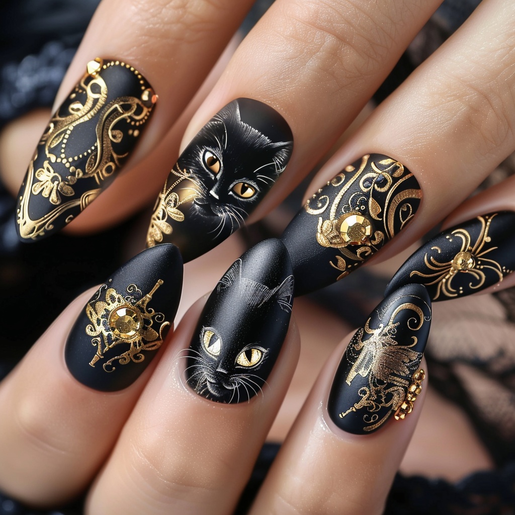 🖤黒猫の魔法ネイル参考デザイン10点セット✨vol.1🐾