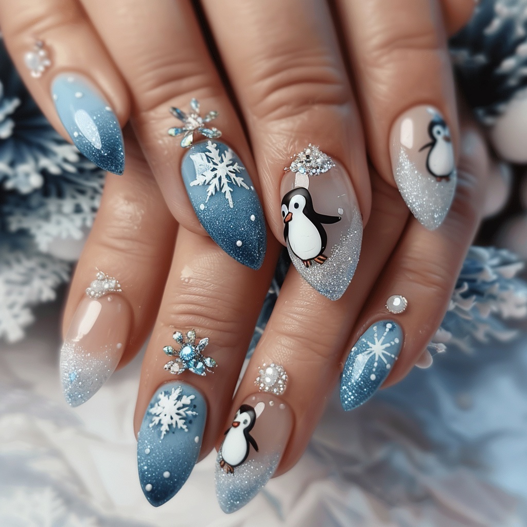 🎀🐧ゆるかわペンギンネイルデザイン参考集×10点セット💅💗