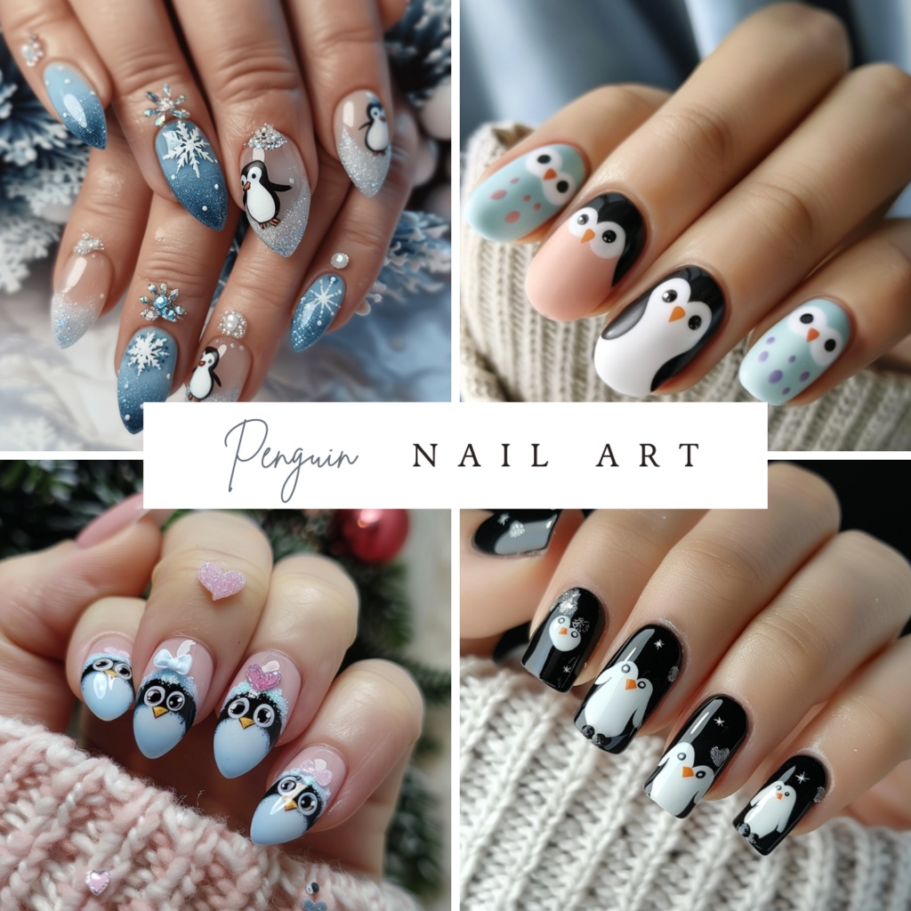 🎀🐧ゆるかわペンギンネイルデザイン参考集×１０点セット💅💗