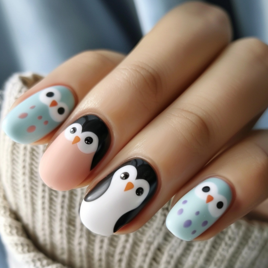 🎀🐧ゆるかわペンギンネイルデザイン参考集×10点セット💅💗