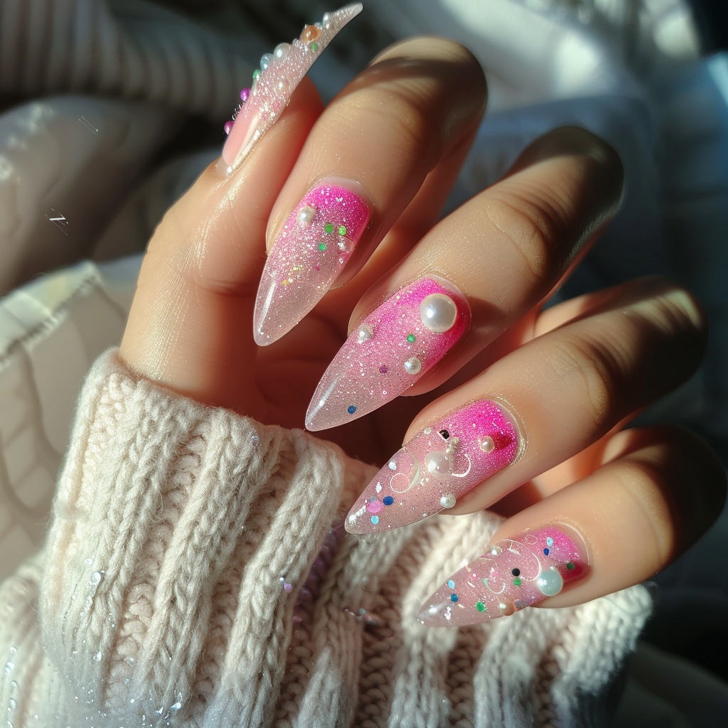 💎【ネイルデザイン参考】ピンクちゅるん×キラキラリボン&ビジューデザインネイル11点セット💅vol.3