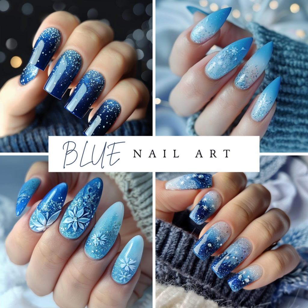 💙❄️【ネイル参考デザイン】冬の星空と雪の結晶ネイル11点セット❄️💙