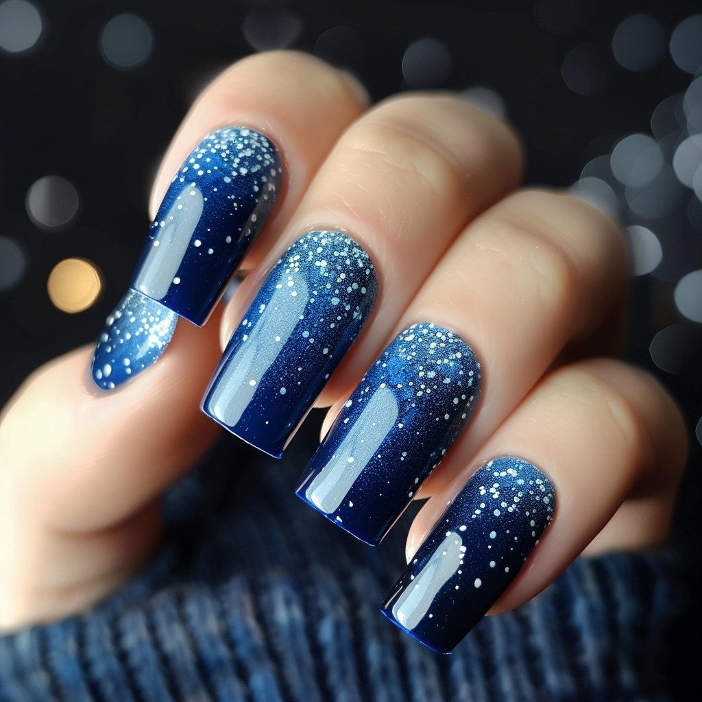 💙❄️【ネイル参考デザイン】冬の星空と雪の結晶ネイル11点セット❄️💙