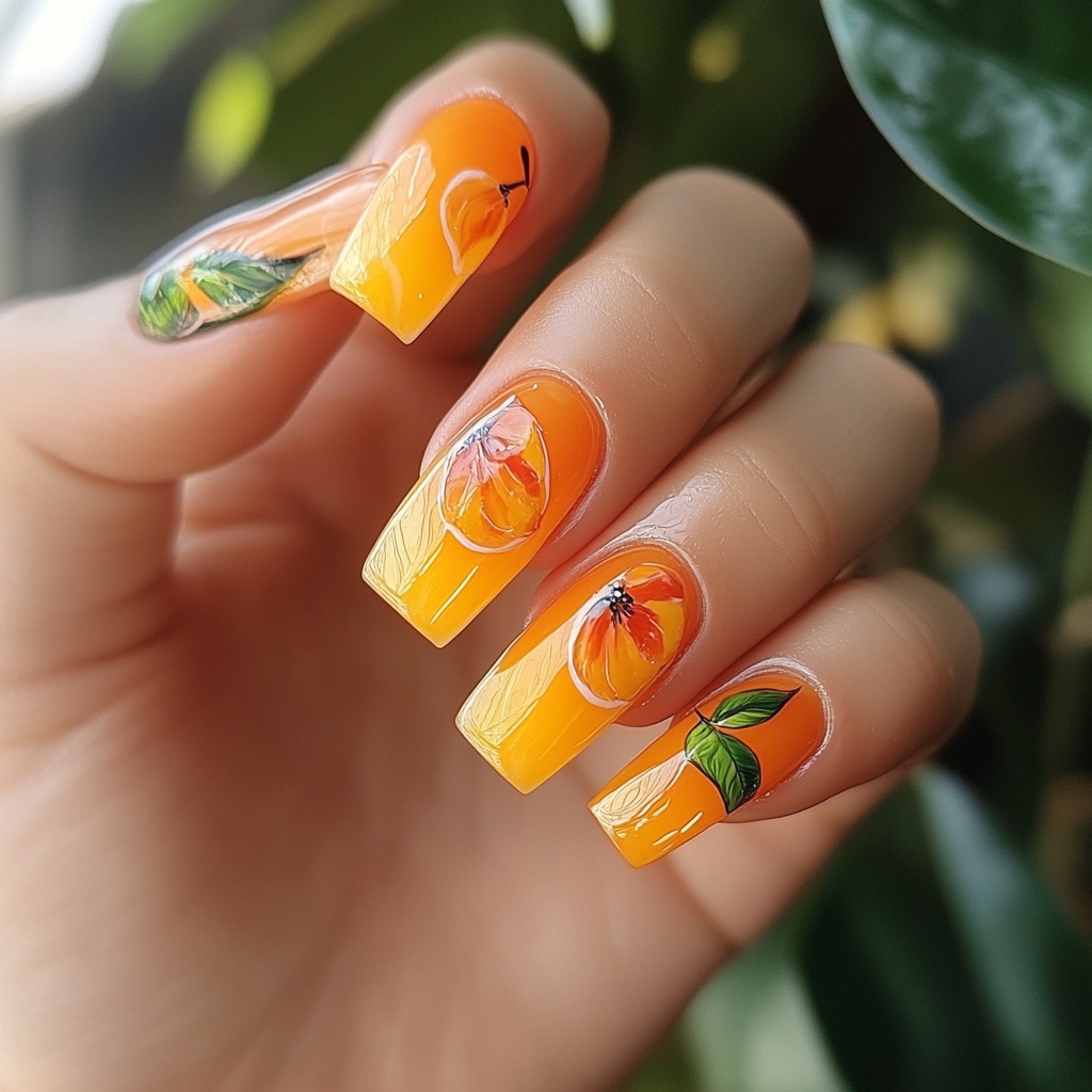 🍊【ネイル参考デザイン】元気が湧き出すフルーツ×フラワーネイル11点セット🍊