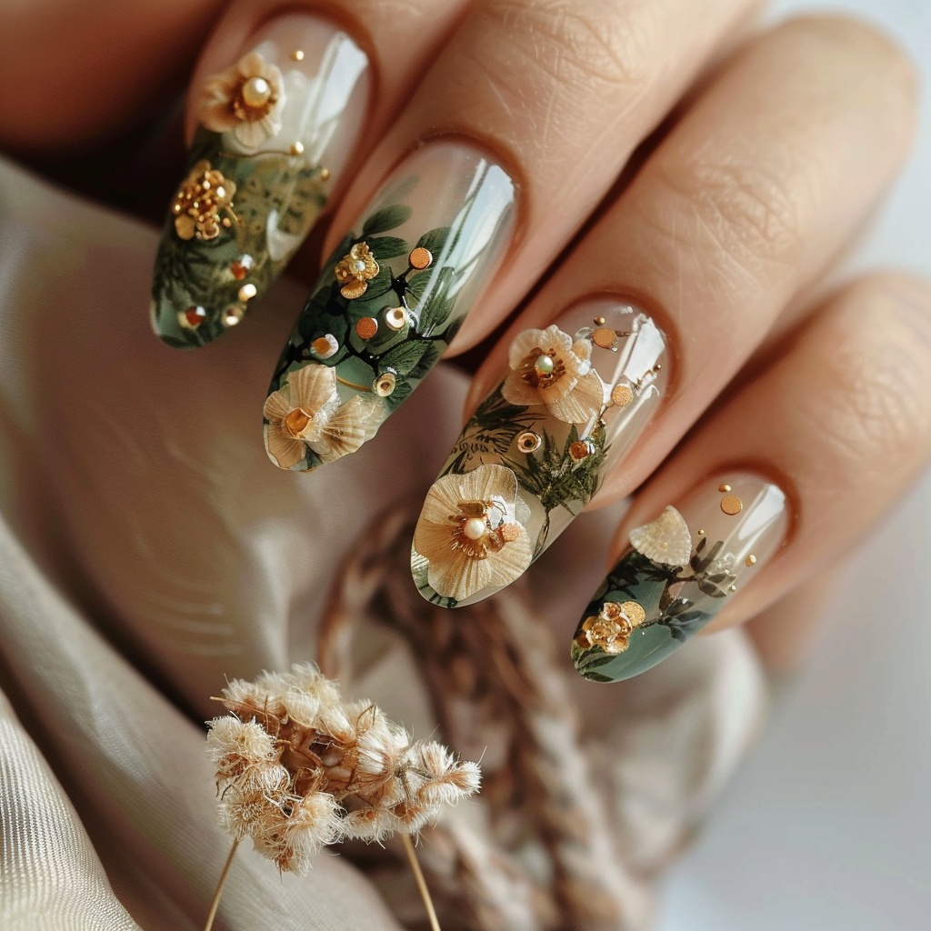 🌲【ネイル参考デザイン】Forest girl nail|森の少女のナチュラルネイル11点セット🌲