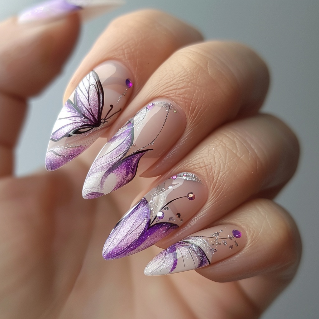 🦋【ネイルデザイン素材】Spring & Butterfly Nail|春風と蝶のネイルアート15点セット🦋