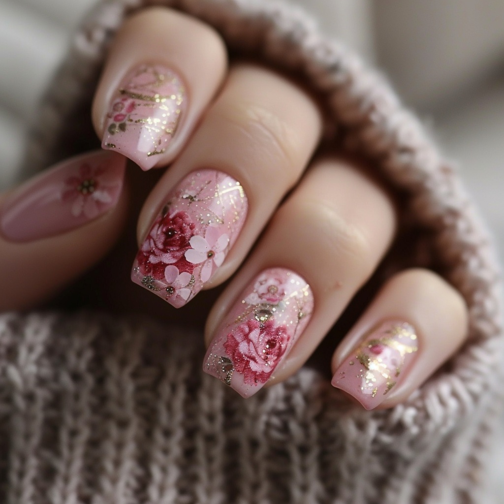 🌹【ネイルデザイン素材】Antique Rose Nail|アンティークローズのネイルデザイン15点セット🌹
