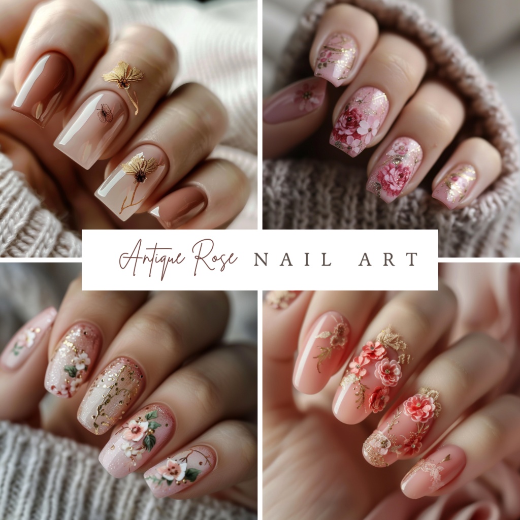 🌹【ネイルデザイン素材】Antique Rose Nail|アンティークローズのネイルデザイン15点セット🌹
