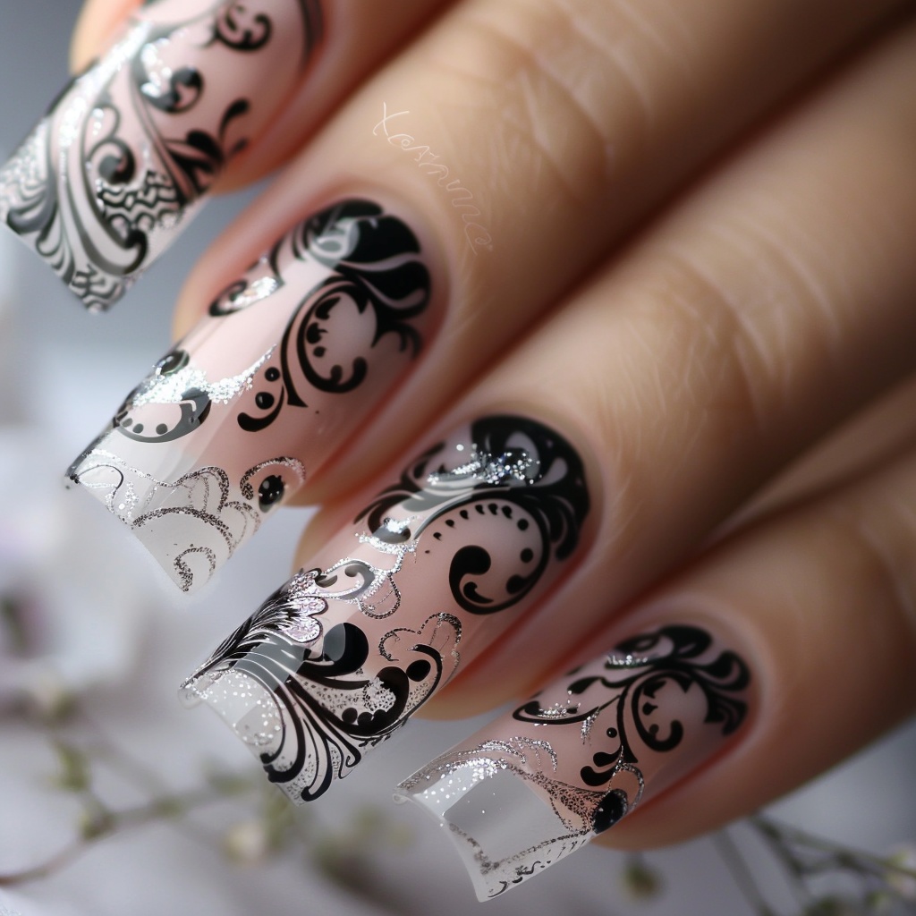 🖤【ネイルデザイン参考】Monotone Floral Spring|モノトーンフローラル・スプリング ネイルアート12点セット🖤