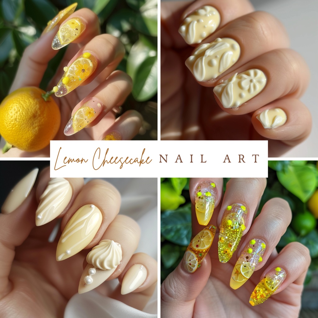 🍋【ネイルデザイン参考】Lemon Cheesecake Nail|レモンチーズケーキネイルアート15点セット🍋