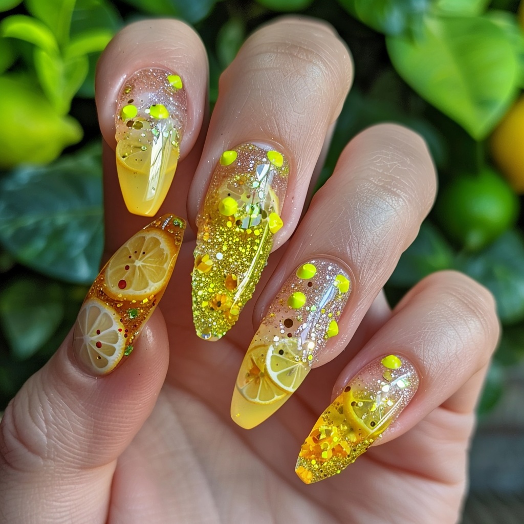 🍋【ネイルデザイン参考】Lemon Cheesecake Nail|レモンチーズケーキネイルアート15点セット🍋