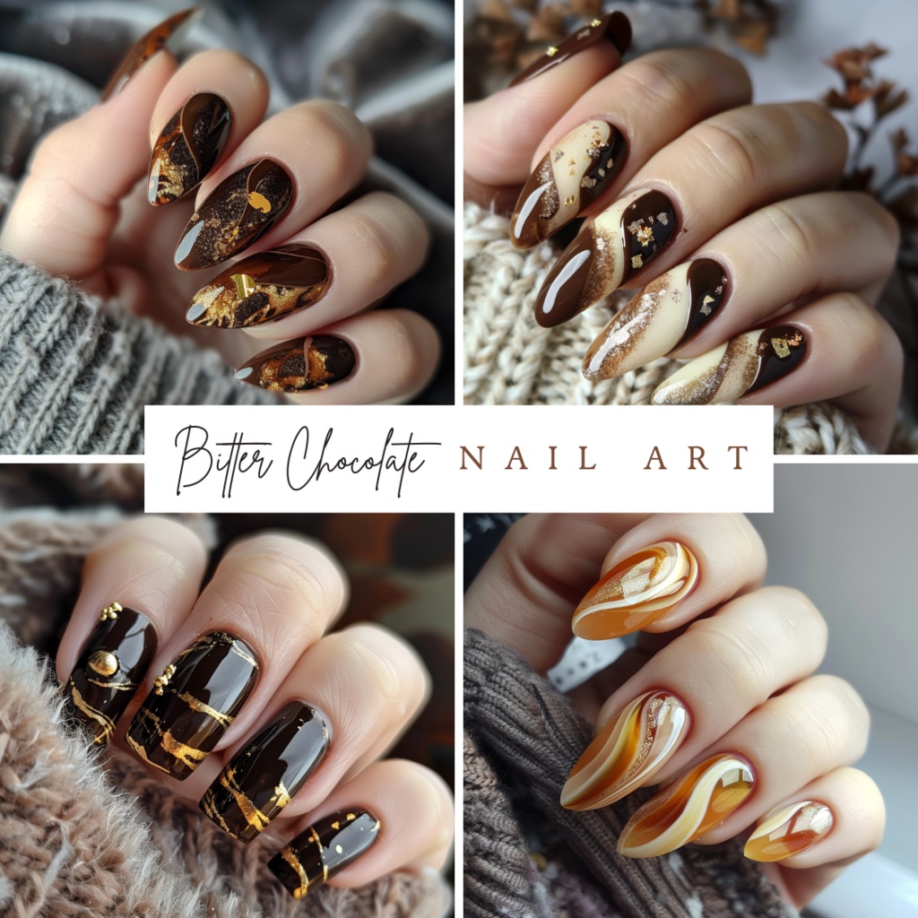 🍫【ネイルデザイン参考】Bitter Chocolate Nail|ビターショコラネイルアート15点セット🍫
