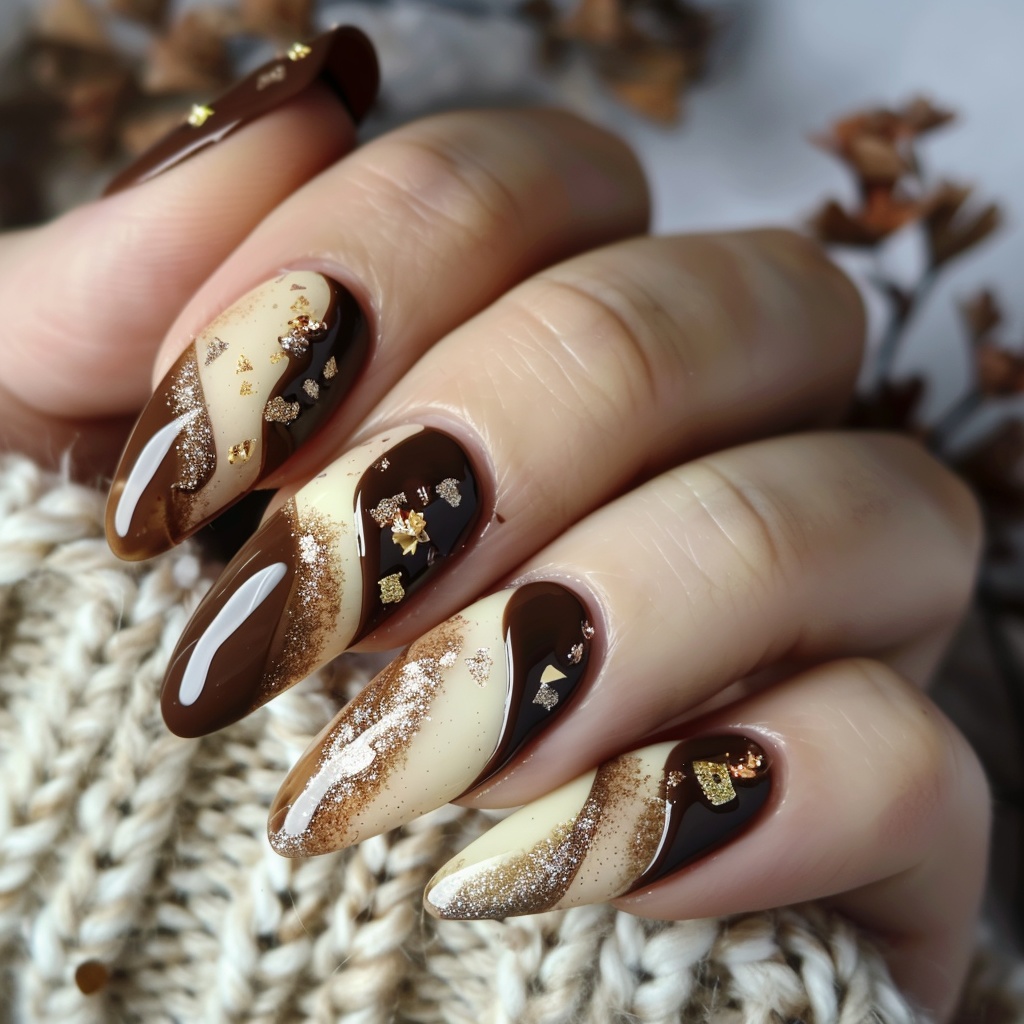 🍫【ネイルデザイン参考】Bitter Chocolate Nail|ビターショコラネイルアート15点セット🍫