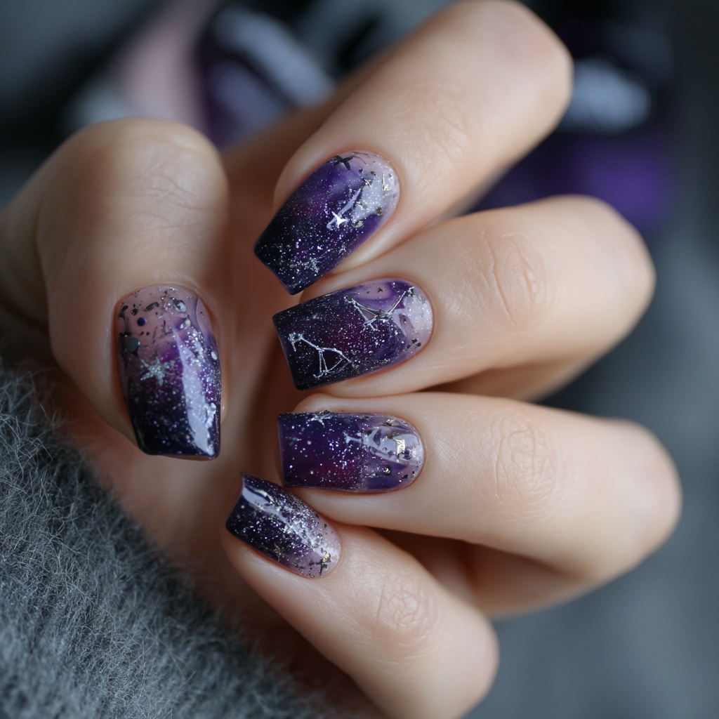 🌌【ネイルデザイン素材】Blueberry Mousse Night|ブルーベリームースの夜 ネイルアート10点セット🌌