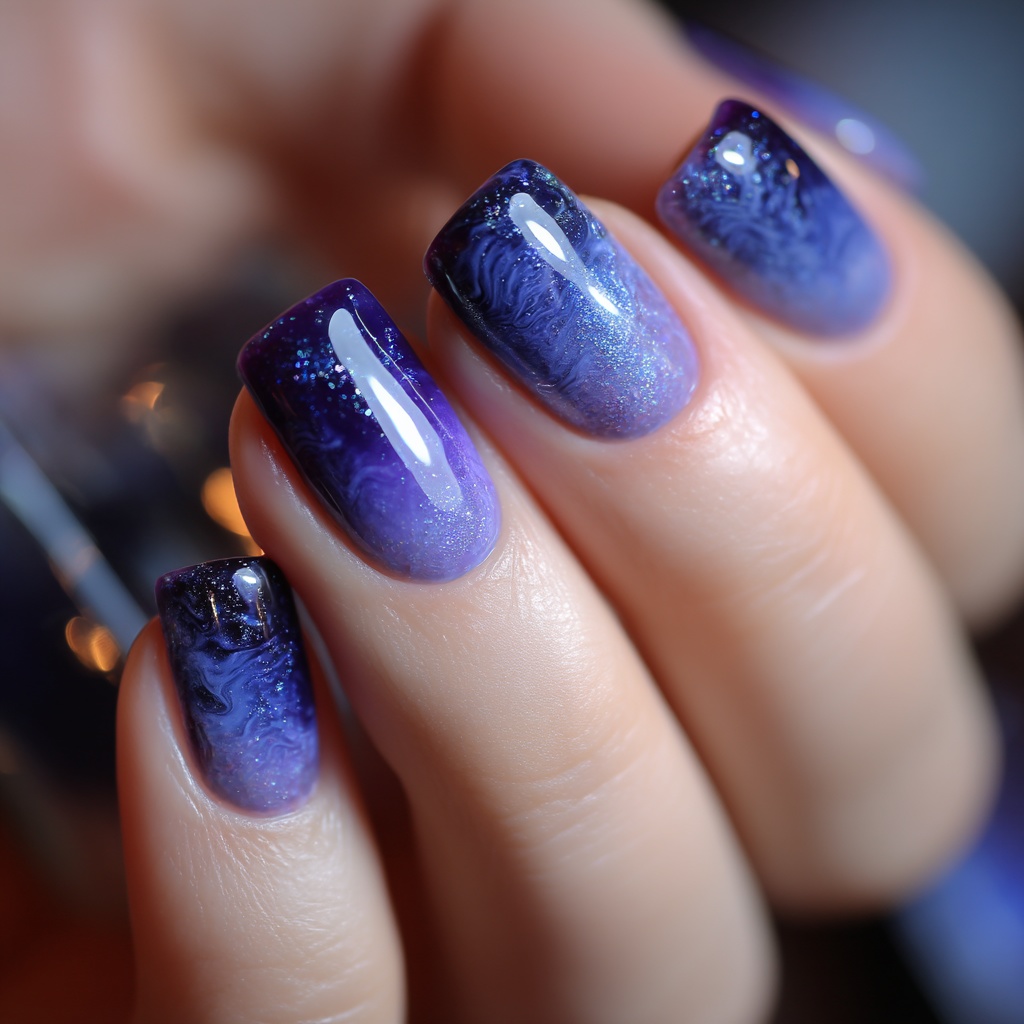 🌌【ネイルデザイン素材】Blueberry Mousse Night|ブルーベリームースの夜 ネイルアート10点セット🌌