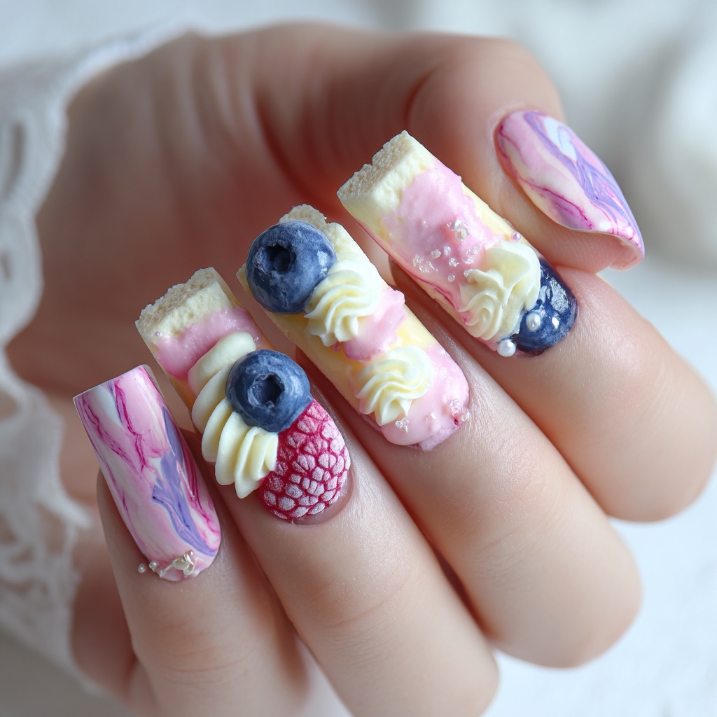 🍓【ネイルデザイン素材】Berry Cheesecake Nail|ベリーチーズケーキネイルアート10点セット🍓