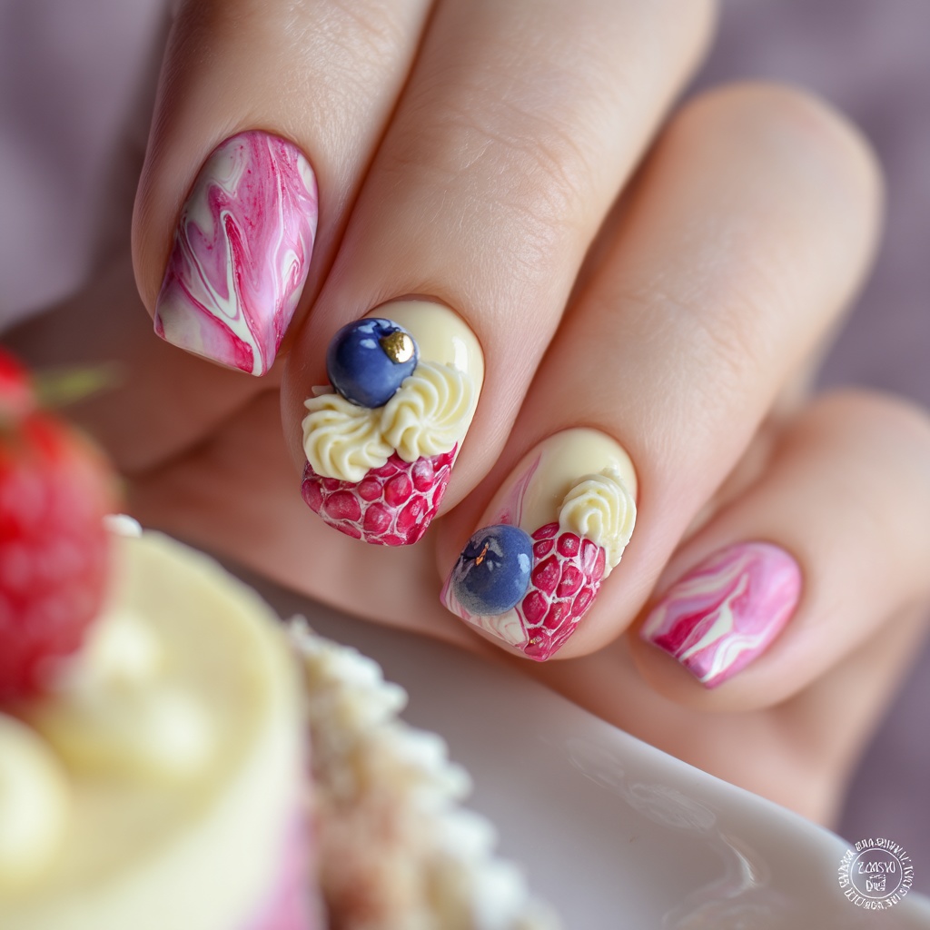 🍓【ネイルデザイン素材】Berry Cheesecake Nail|ベリーチーズケーキネイルアート10点セット🍓