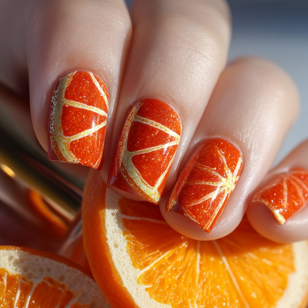 🍊【ネイルデザイン素材】Orange Tart Nail|オレンジタルトネイルアート11点セット🍊