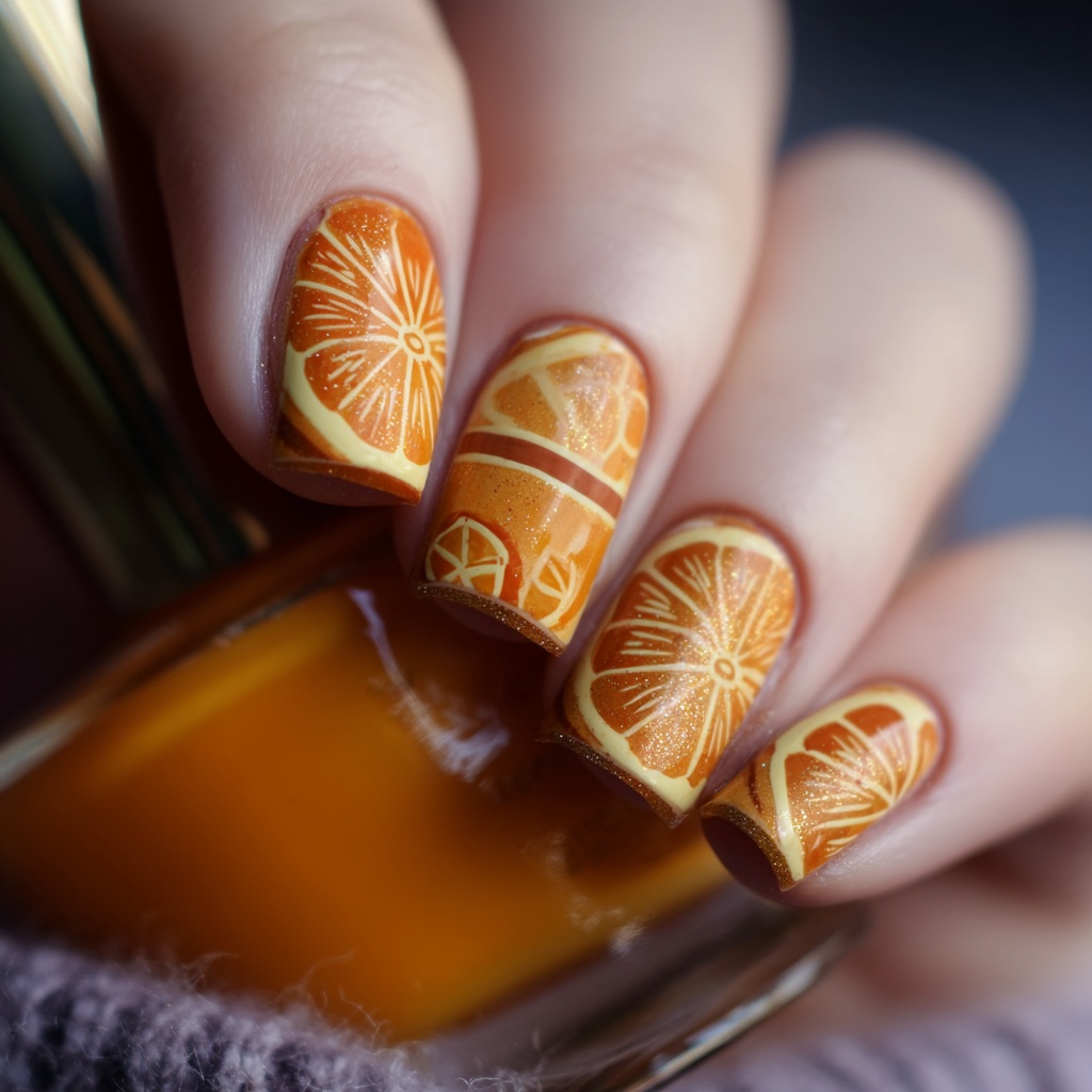 🍊【ネイルデザイン素材】Orange Tart Nail|オレンジタルトネイルアート11点セット🍊
