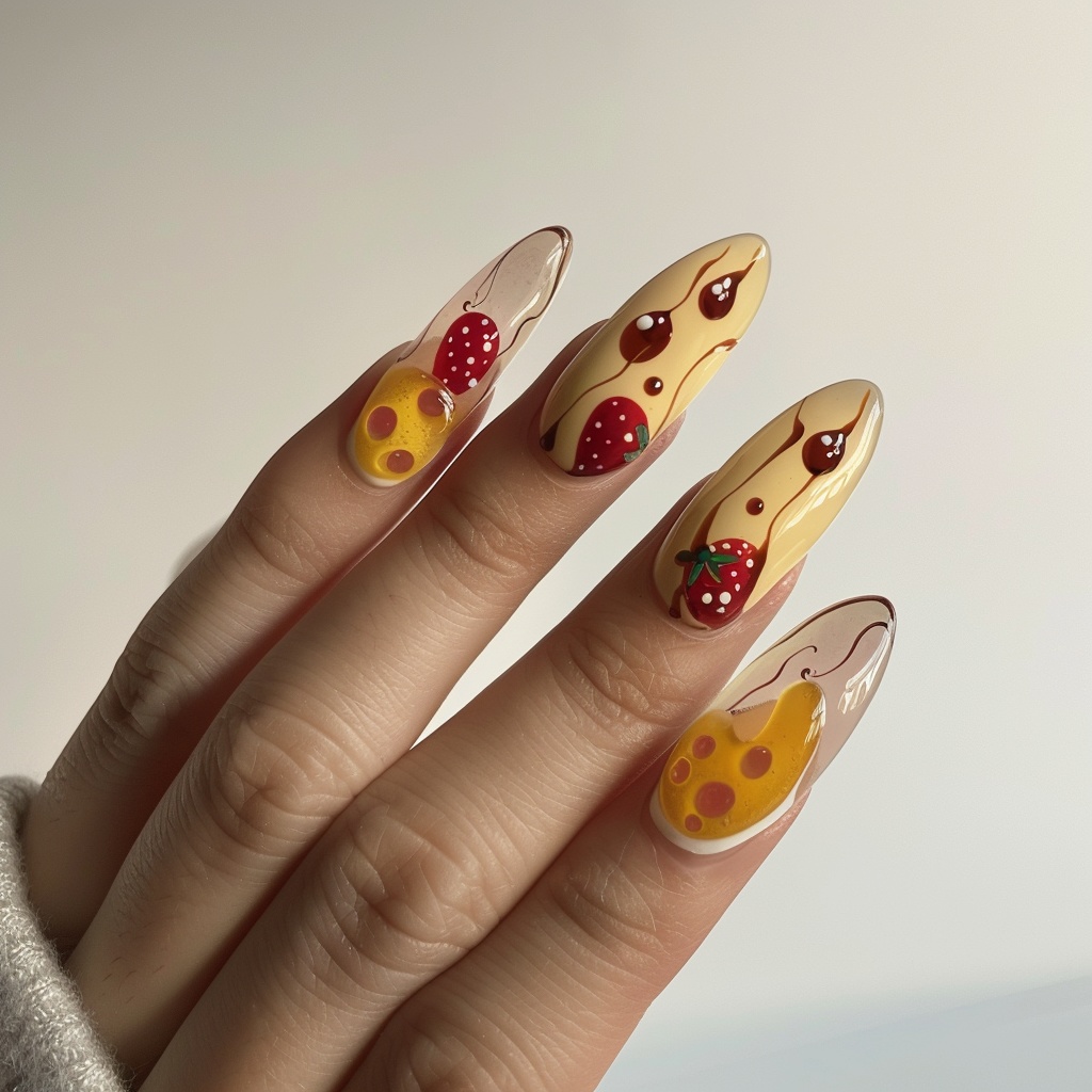 🥞【デジタルネイル素材素材】Sweet Morning Nail|朝食とパンケーキとはちみつネイルアート15点セット🥞