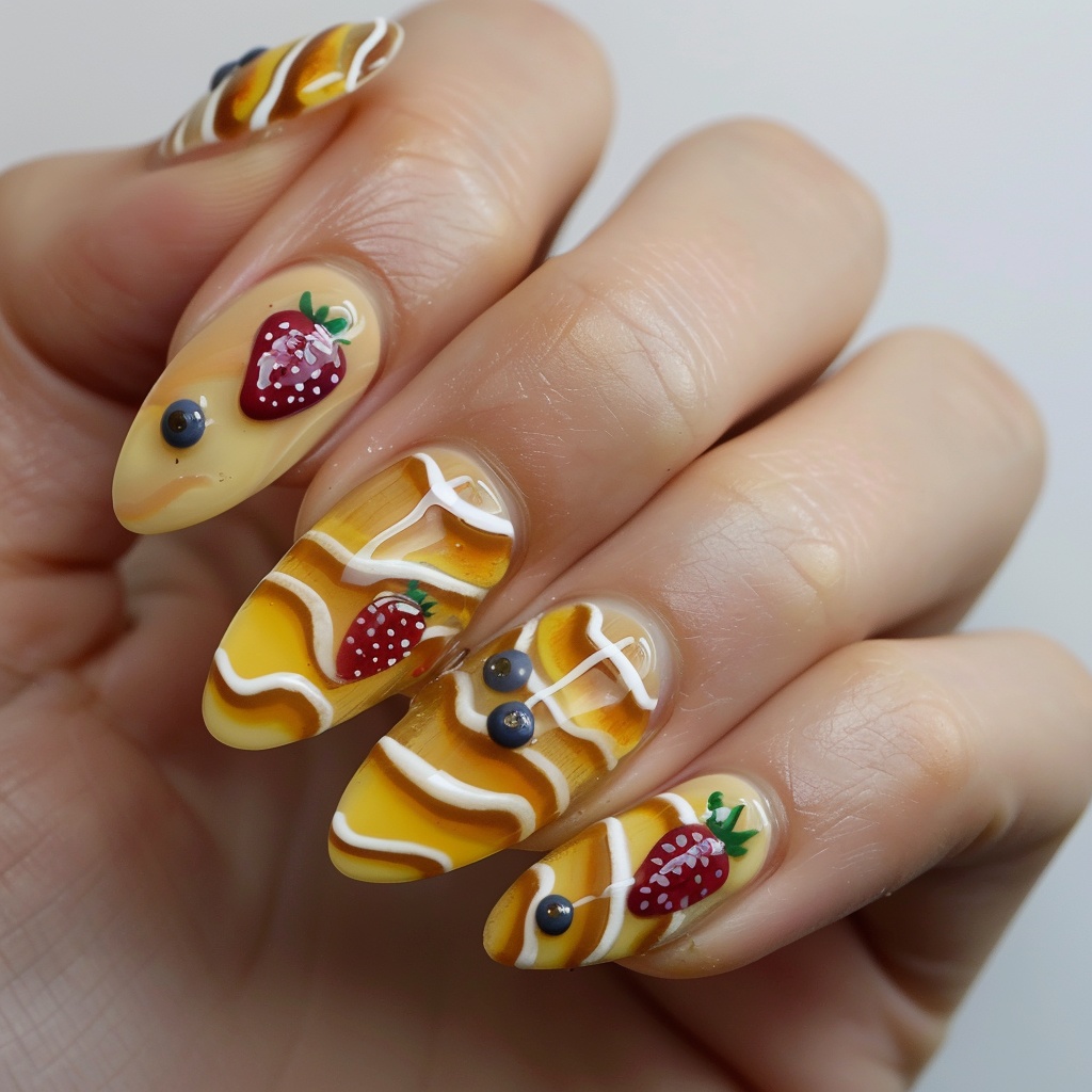 🥞【デジタルネイル素材素材】Sweet Morning Nail|朝食とパンケーキとはちみつネイルアート15点セット🥞