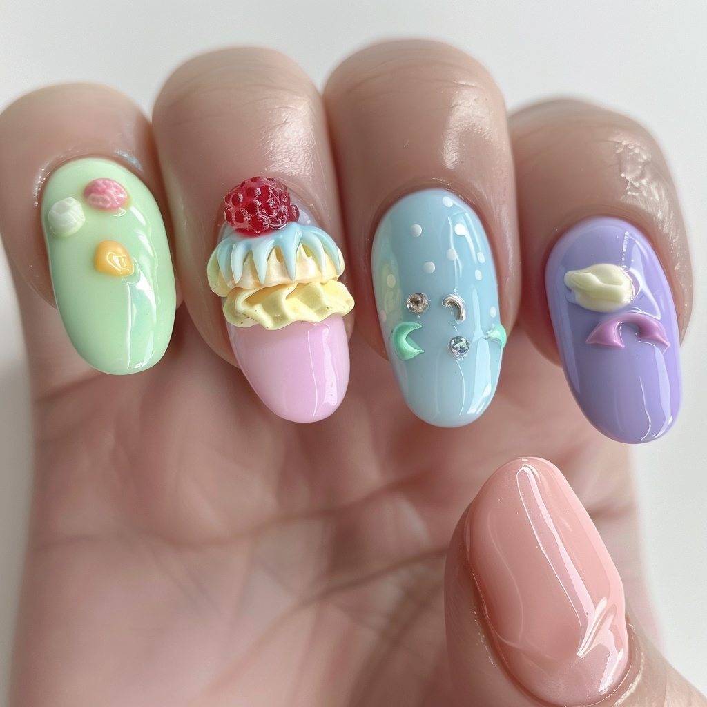 🎀【ネイルデザイン素材】Berry Macaron Dream|ベリーマカロンの夢ネイルアート12点セット🎀