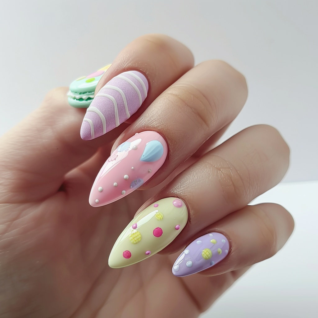 🎀【ネイルデザイン素材】Berry Macaron Dream|ベリーマカロンの夢ネイルアート12点セット🎀