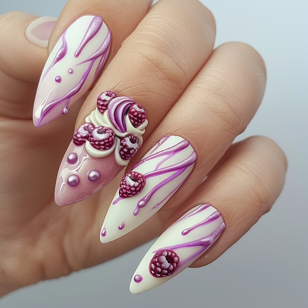 🍓【ネイルデザイン素材】Raspberry Vanilla|ラズベリーバニラネイルアート16点セット🍓