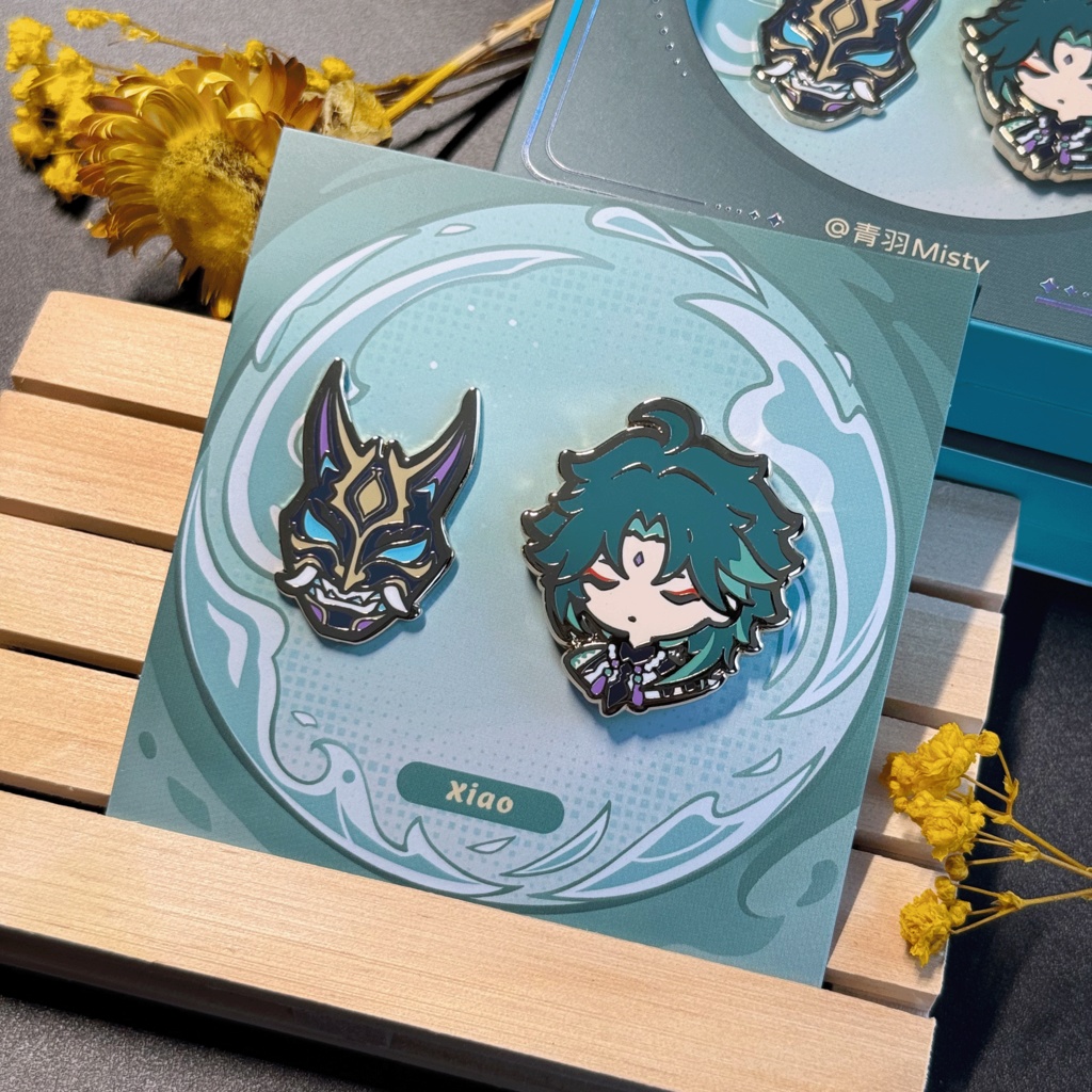 原神　魈　ピンバッジ　マグネット式 　2点セット