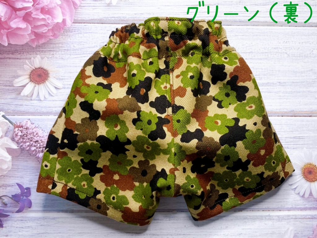 テディベア 迷彩風花柄パンツ