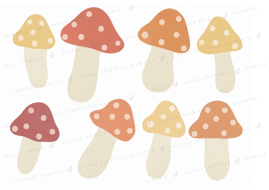 いろいろきのこ１点 / イラスト