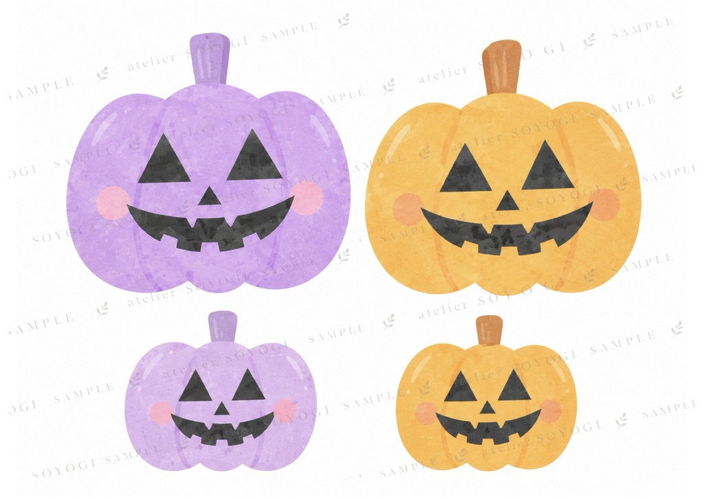 ハロウィンかぼちゃ8点セット / イラスト