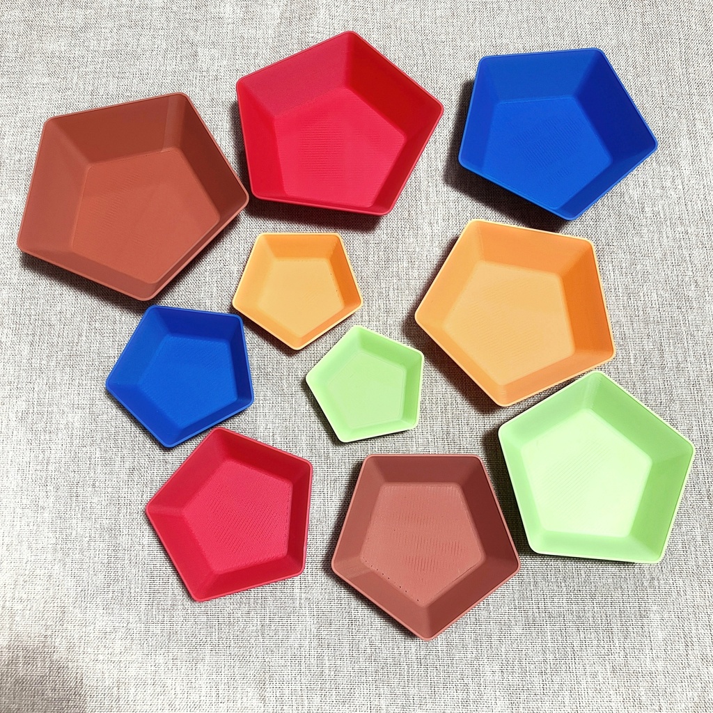正五角形 スタッキング トークントレイ 小物入れ ゲームトレイ ネスト収納 ボードゲーム
