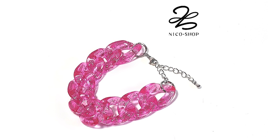 クリアチェーンブレスレット(ビビッドピンク)
