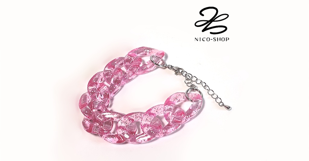 クリアチェーンブレスレット(ピンク)