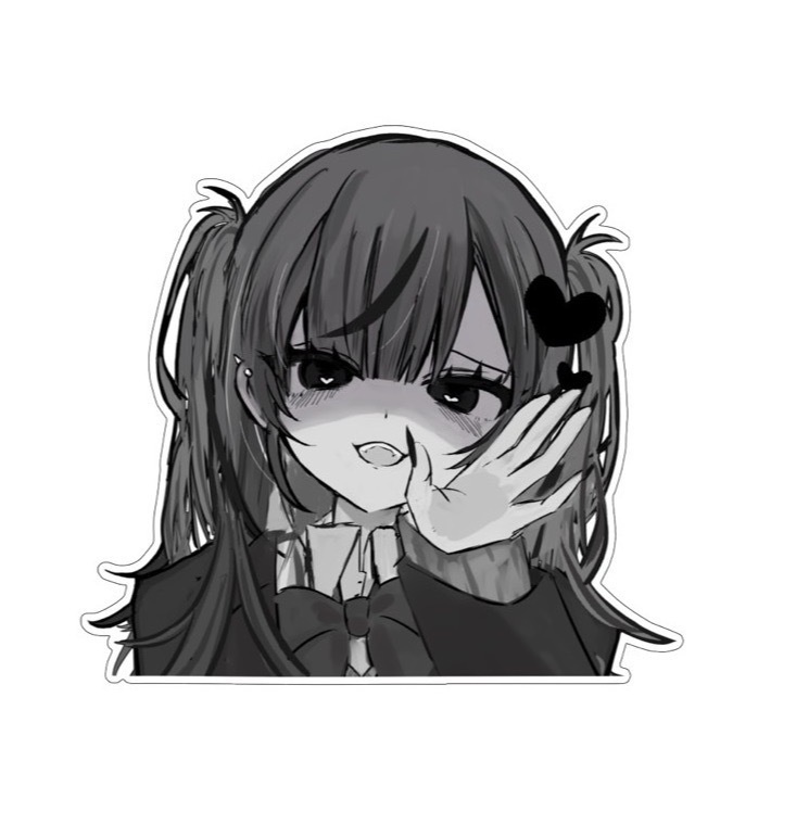 モノクロ女の子ステッカー