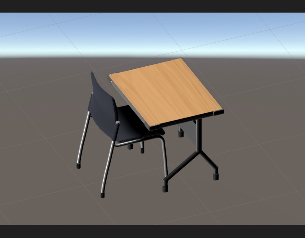3D model) K_School Chair & Desk