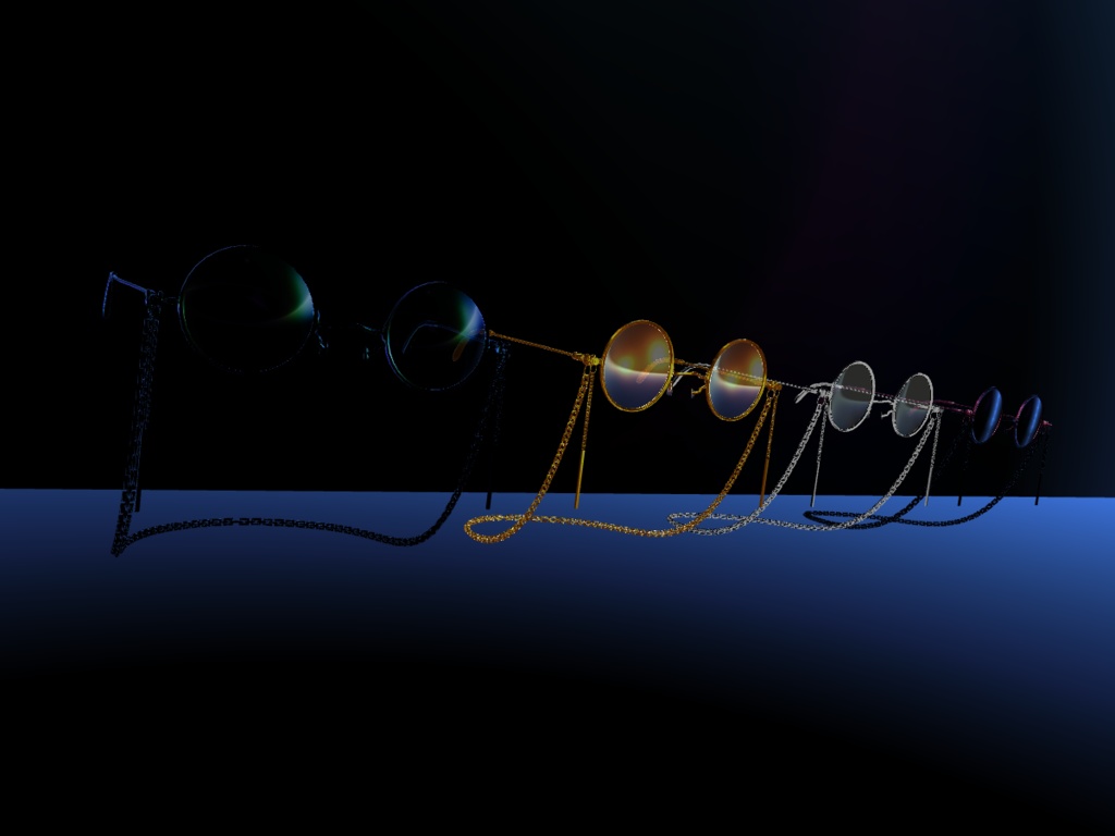 色んなシェイプキーでどんなアバターでもつけやすいチェーン丸メガネ!