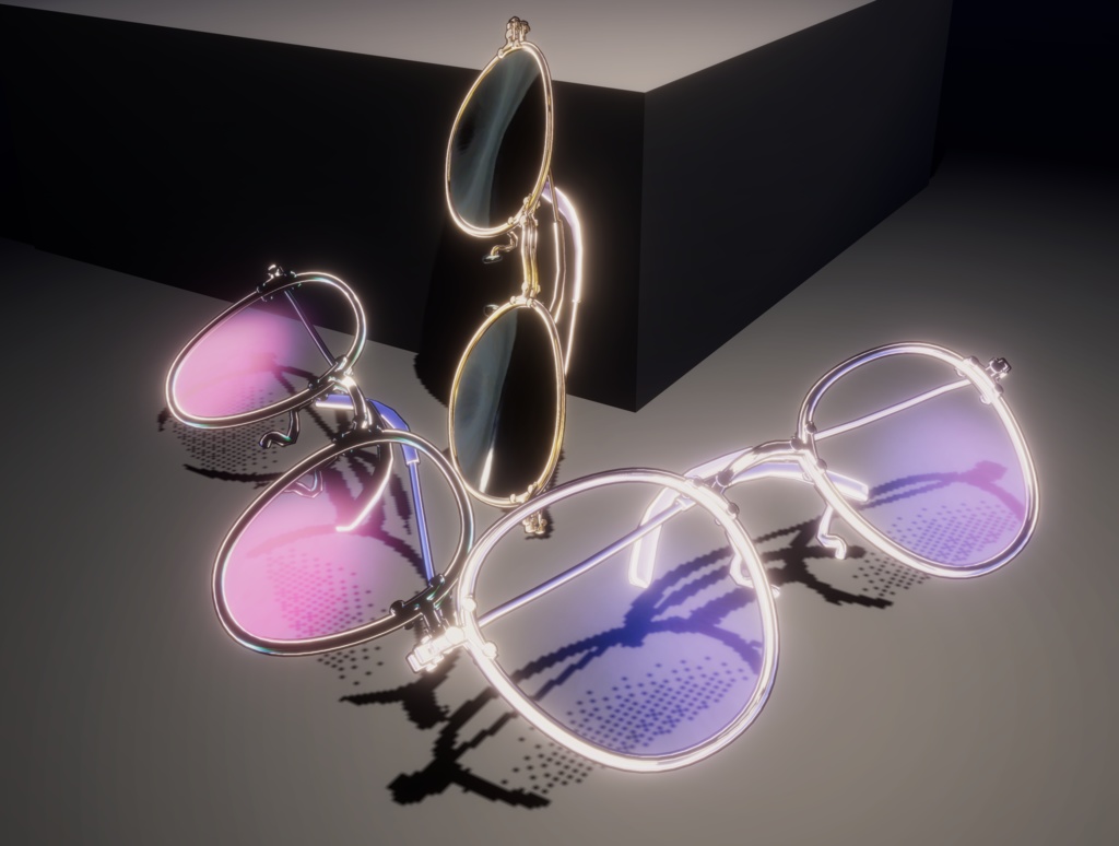 色んなシェイプキーでどんなアバターでもつけやすいシンプルメガネ!