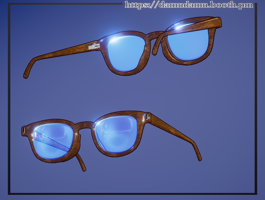 色んなシェイプキーでどんなアバターでもつけやすい木材眼鏡!