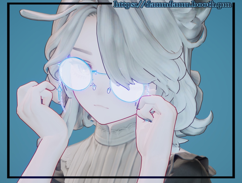 色んなシェイプキーでどんなアバターでもつけやすいチェーン丸メガネ2!